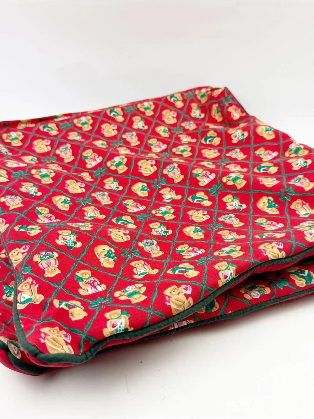 Vintage Ikea Crux Christmas Teddy Bear Quilted Cushion Pillow Covers 90s 15” EUC